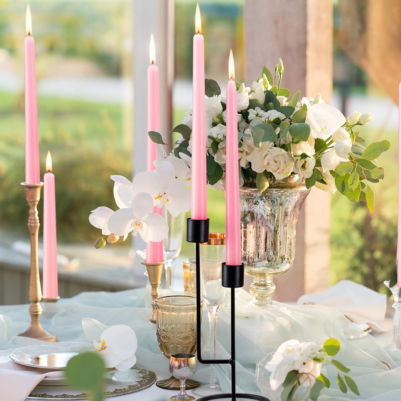 12 Pack Pink Taper Candles – Taper Candles 10 Inch Dripless, Smokeless & Unsc