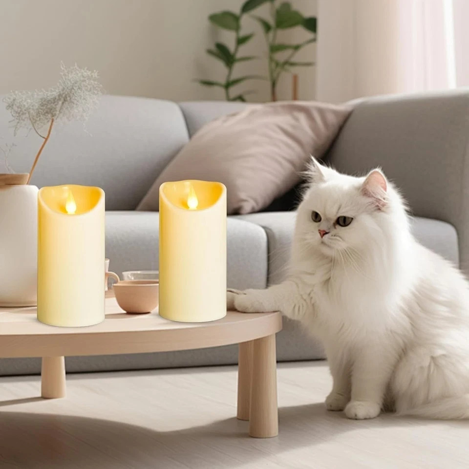 Flameless Plastic LED Candles,Pack of 2 Battery Operated Flickering Candle with