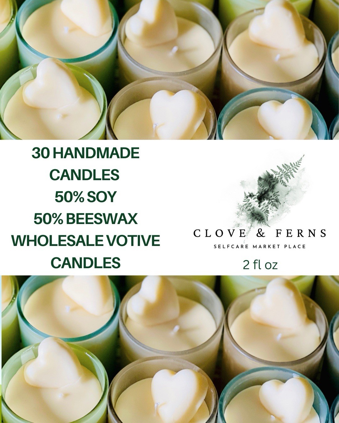 50 ct Wholesale Handmade Soy Beeswax Candles Order-Party Favors