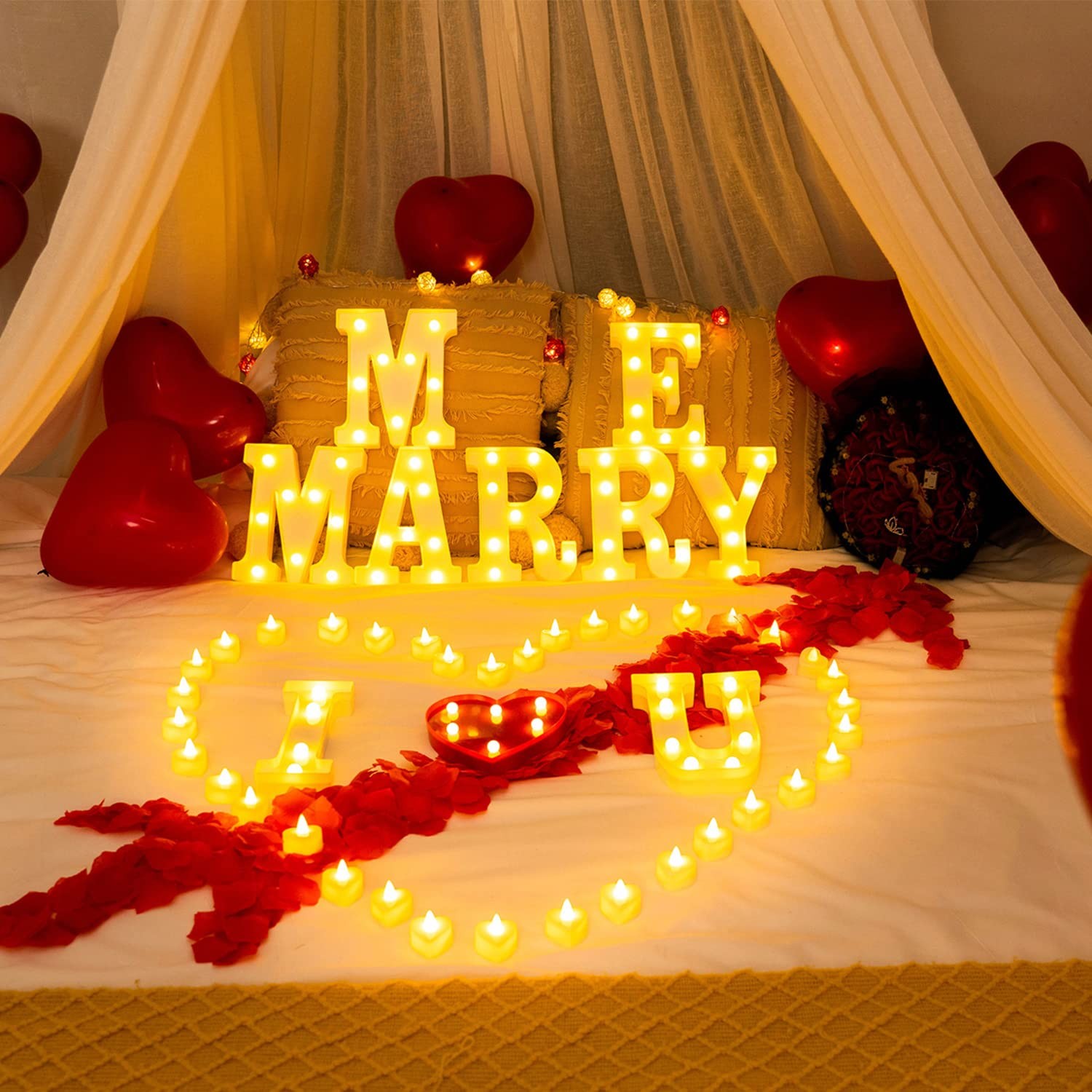 Homemory Marry Me Light Up 7.1″D x 1.4″W x 8.1″H, 2- MARRY ME Sign Kit