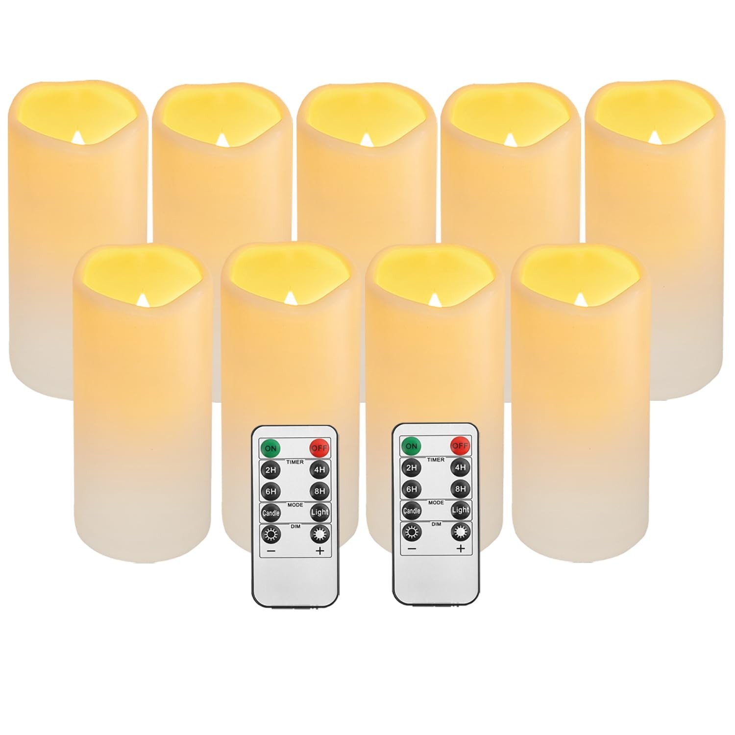 Flickering Flameless LED Candles W/ Remote Timer Outdoor Indoor Battery Set Of 9