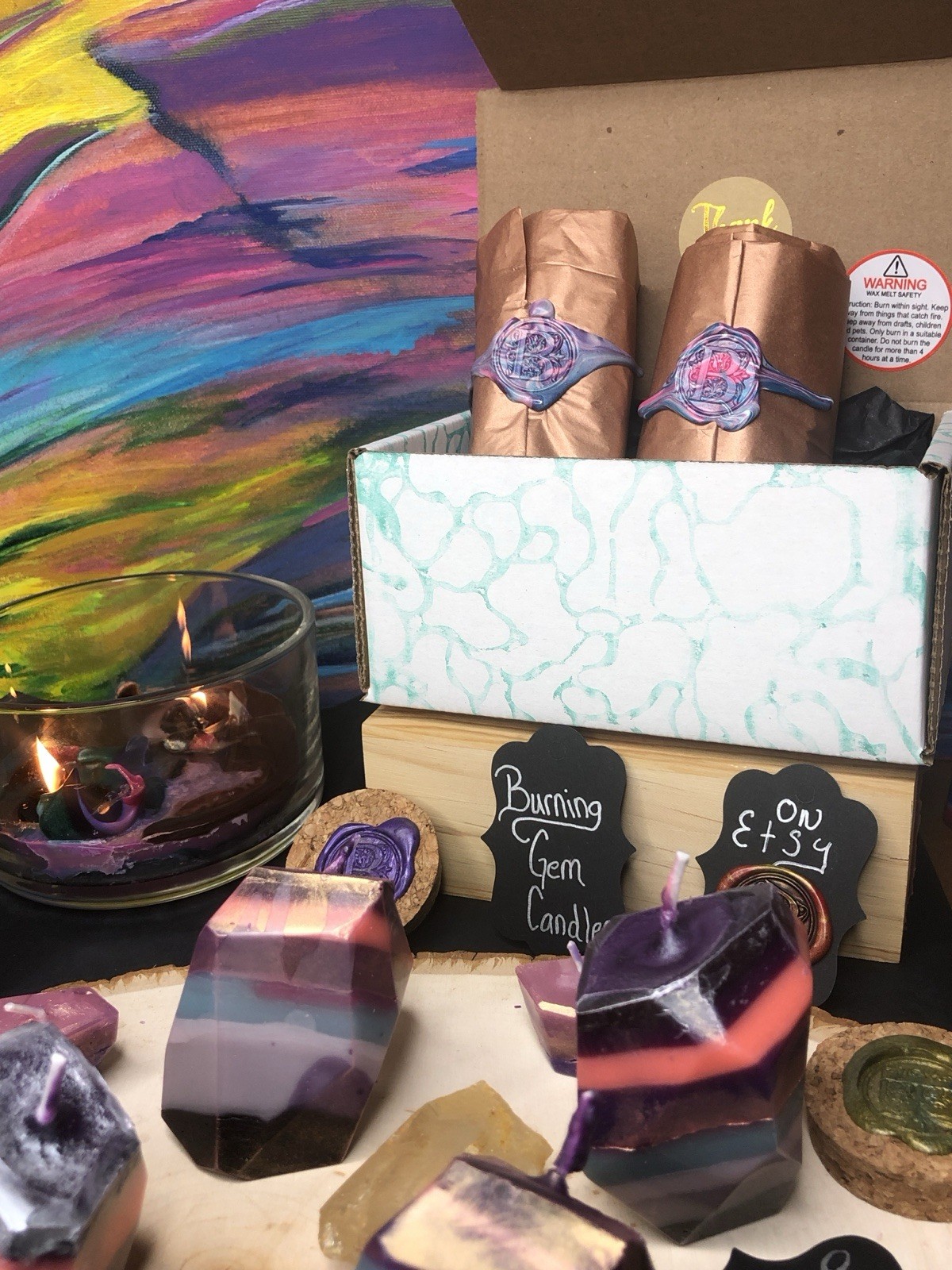 Burning Gem Candles: 3 Pack Of Crystal Candles For Home Decor, Limited Edition