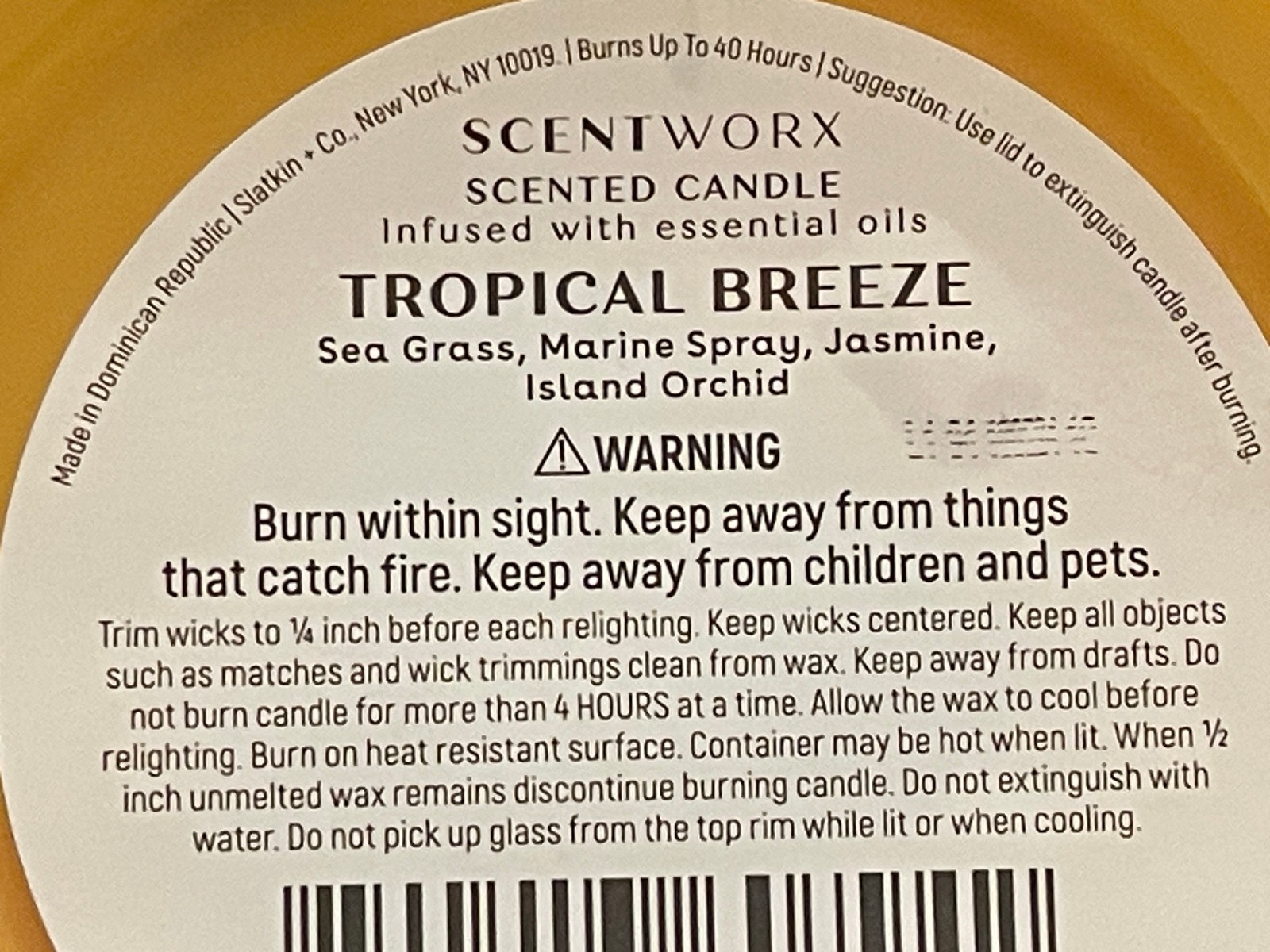 Scentworx Tropical Breeze 3 Wick Scented Candle Jar 14.5 oz Slatkin & Co