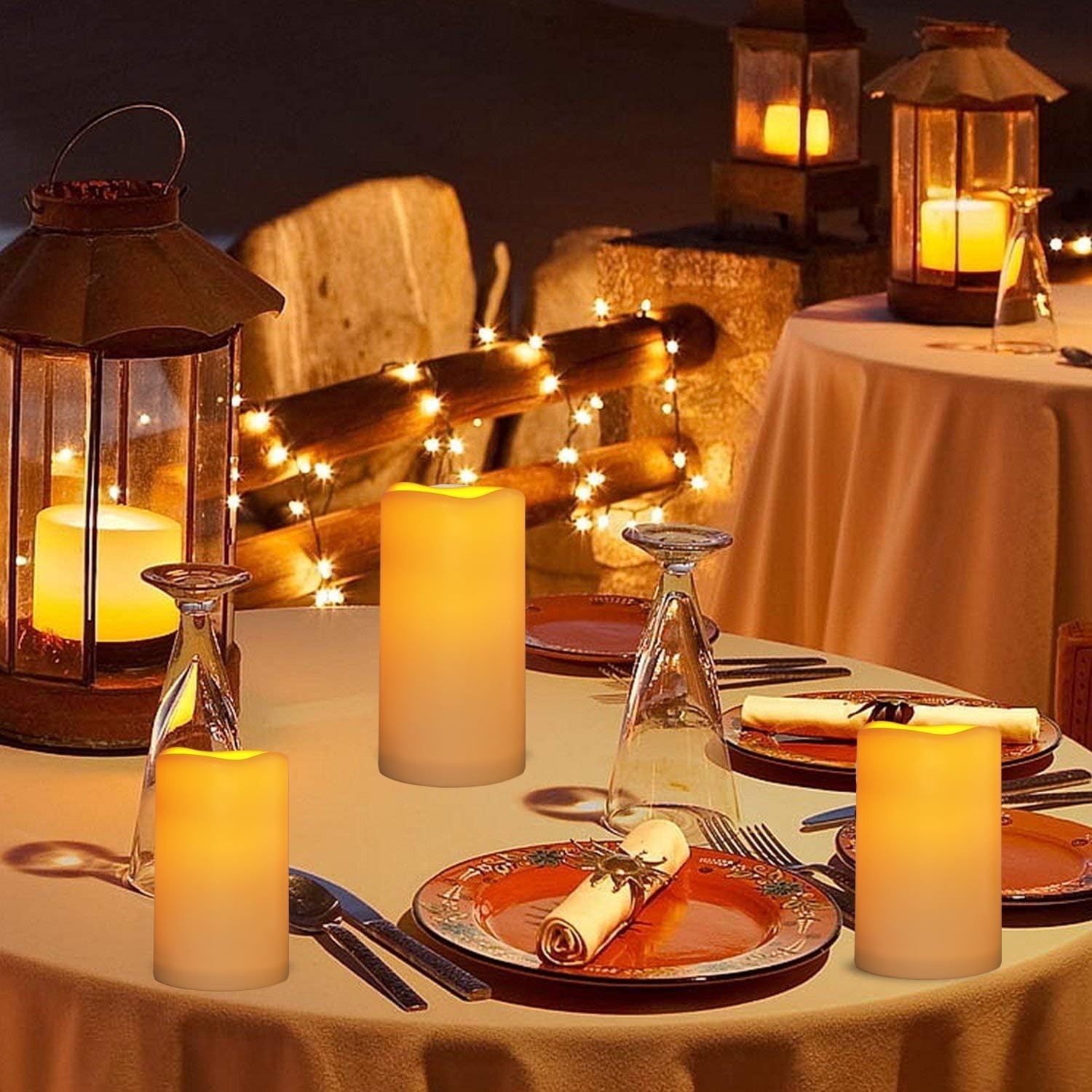 LED Candles With 10-Key Remote Timer Flickering Flameless Outdoor Indoor 2 Pack