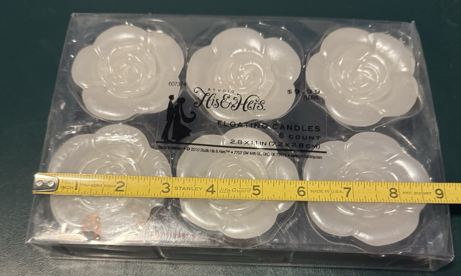 NEW 6 Pearl White Rose Floating Candles Party Centerpieces Wedding 2.8” x 1.1”