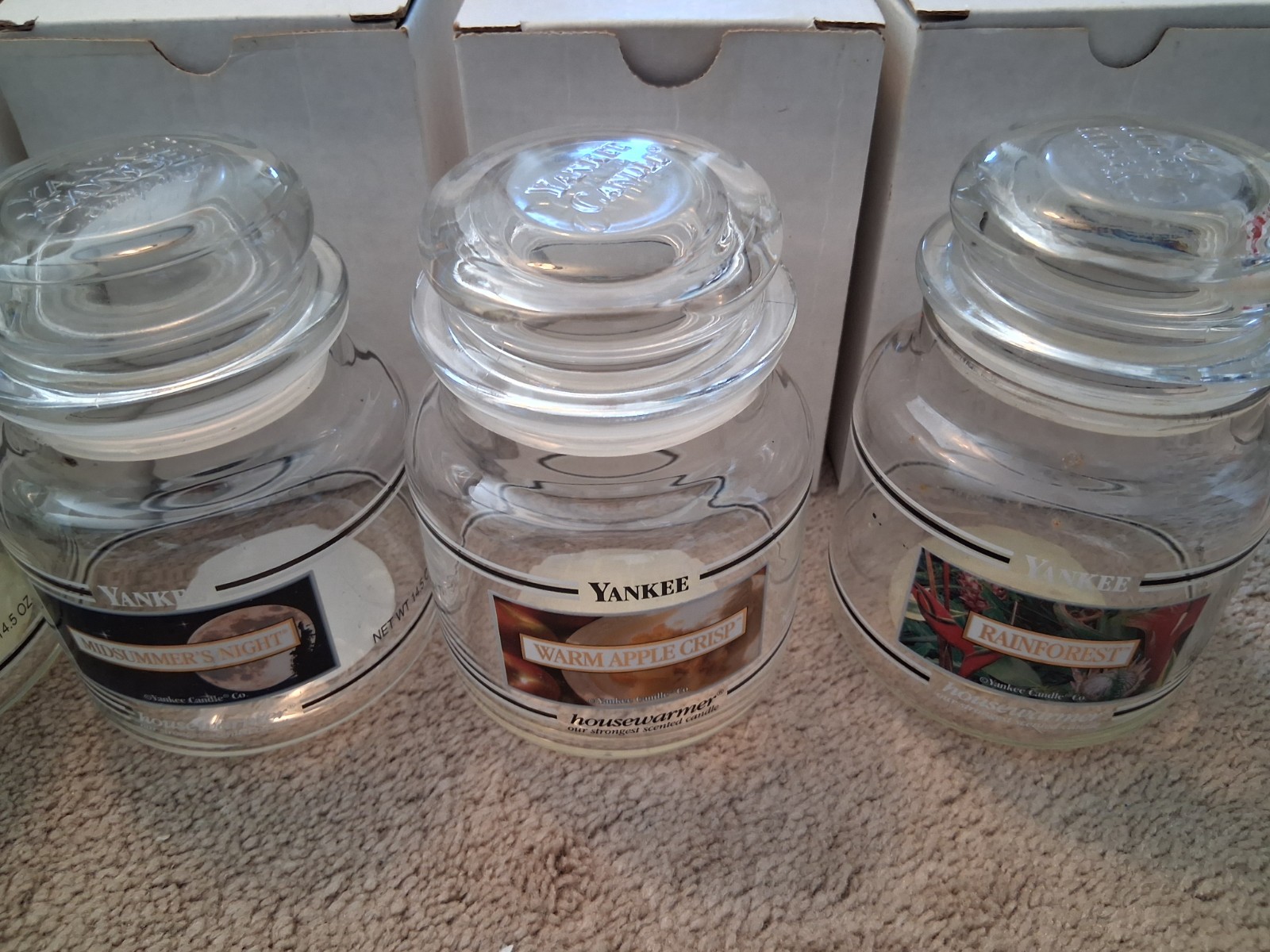 Set of (5) Yankee Candle Collectible Glass Jars Empty–FREE SHIPPING!