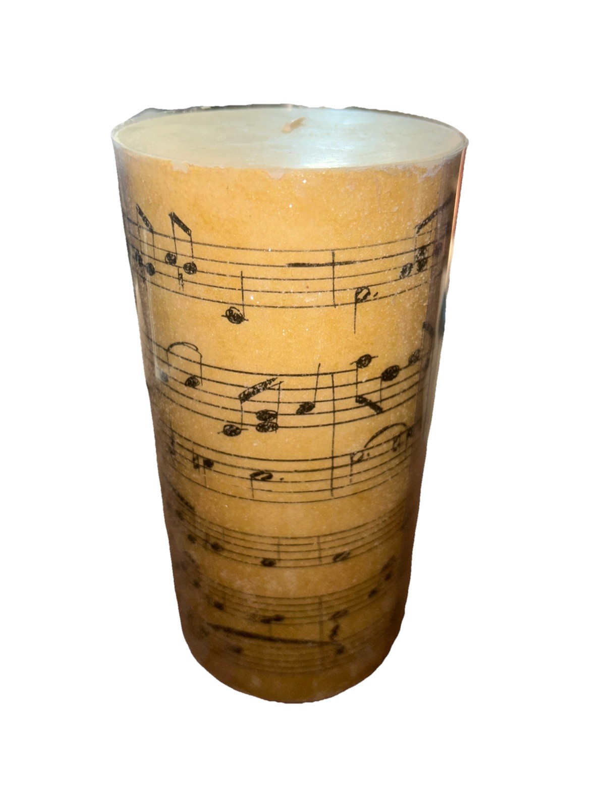 Pottery Barn Music Notes Sheet Music Pillar Candle 4×8 Unused Home Decor Plastic