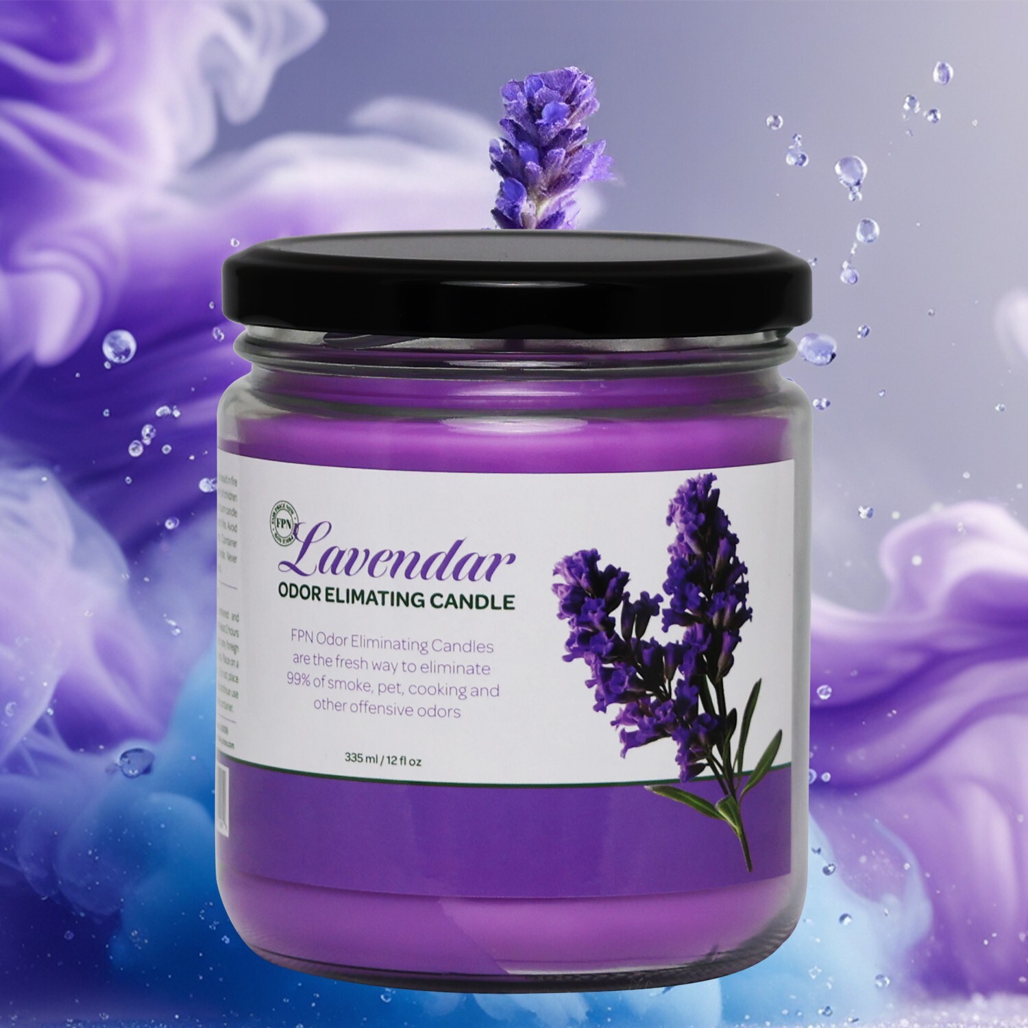 FPN Scented Odor Eliminating Candles Jars Soyawax Candle Lavender Scent 2 Pcs