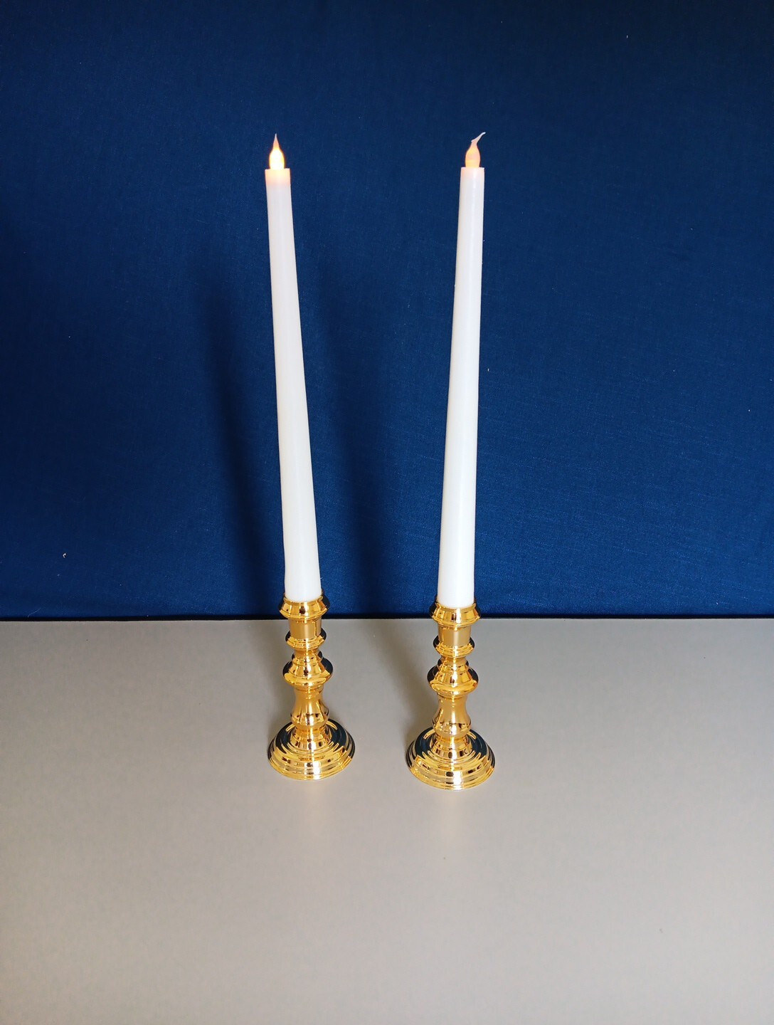 New Bethlehem Lights Set of 2 Premium Cordless Window Candles-Polished Brass