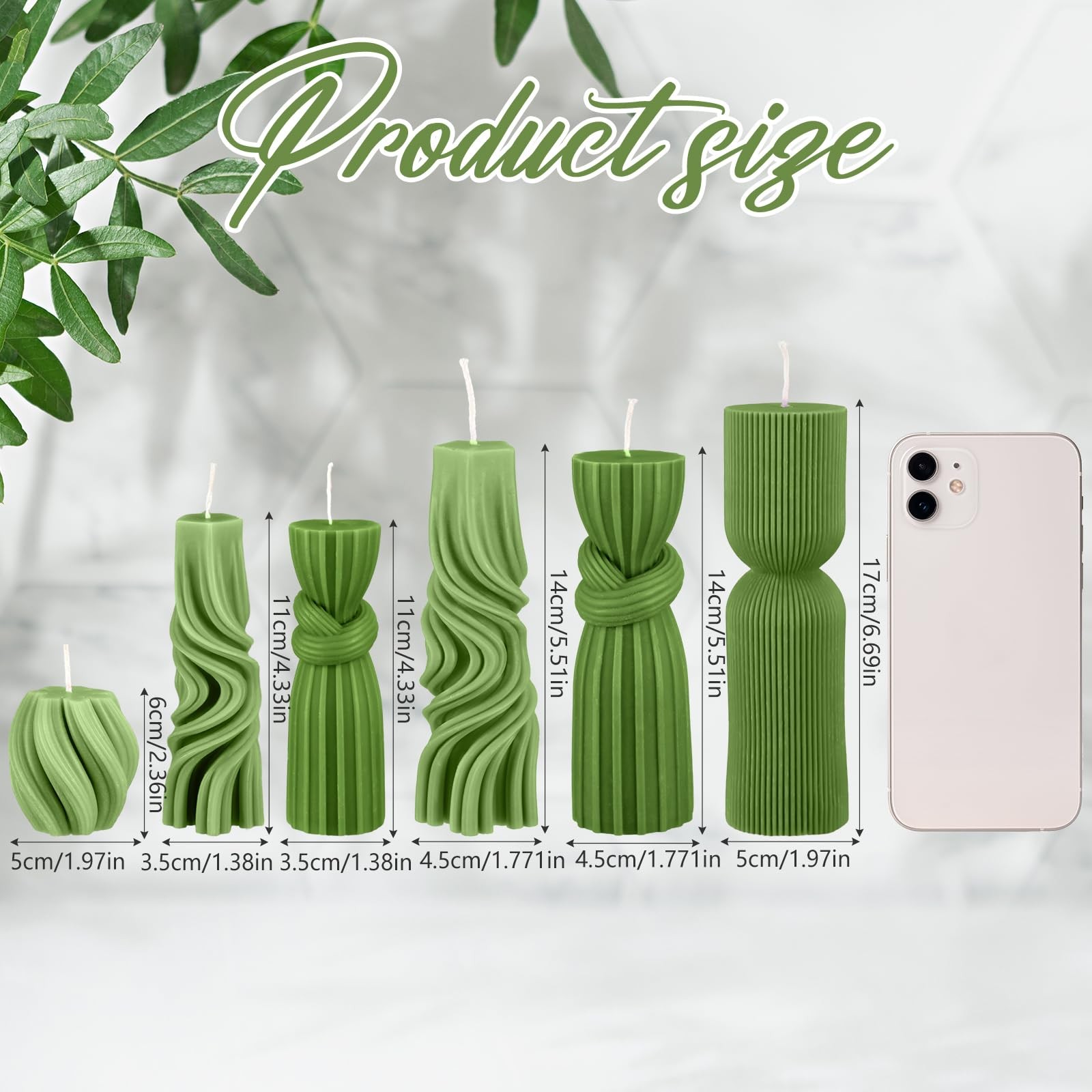 Threlaco 6 Pcs Pillar Candles Decorative Modern Aesthetic Ribbed Candle Set C…