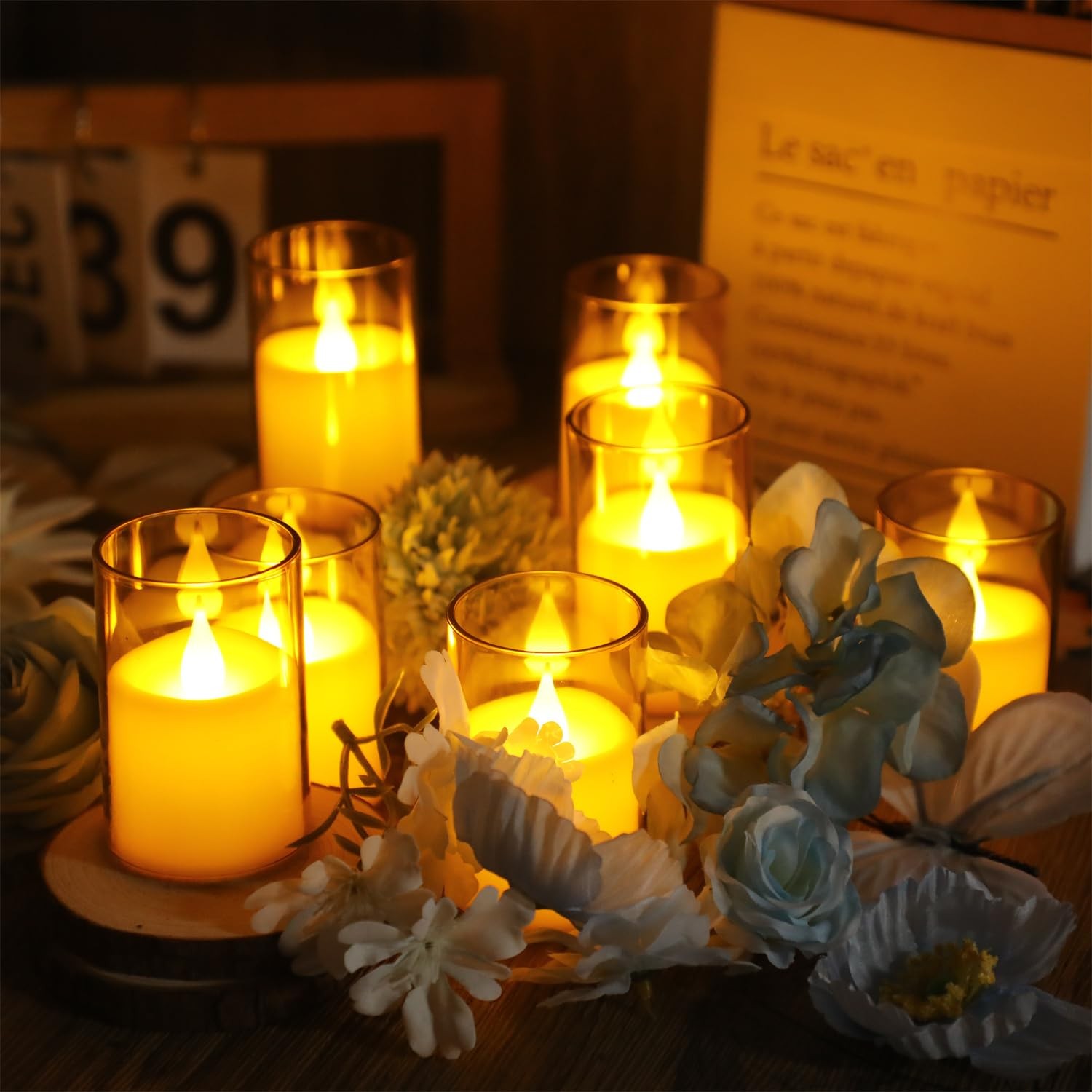 6 PCS Flameless LED Tea Light Candles 400+ Hours Battery Remote Timer CR2450