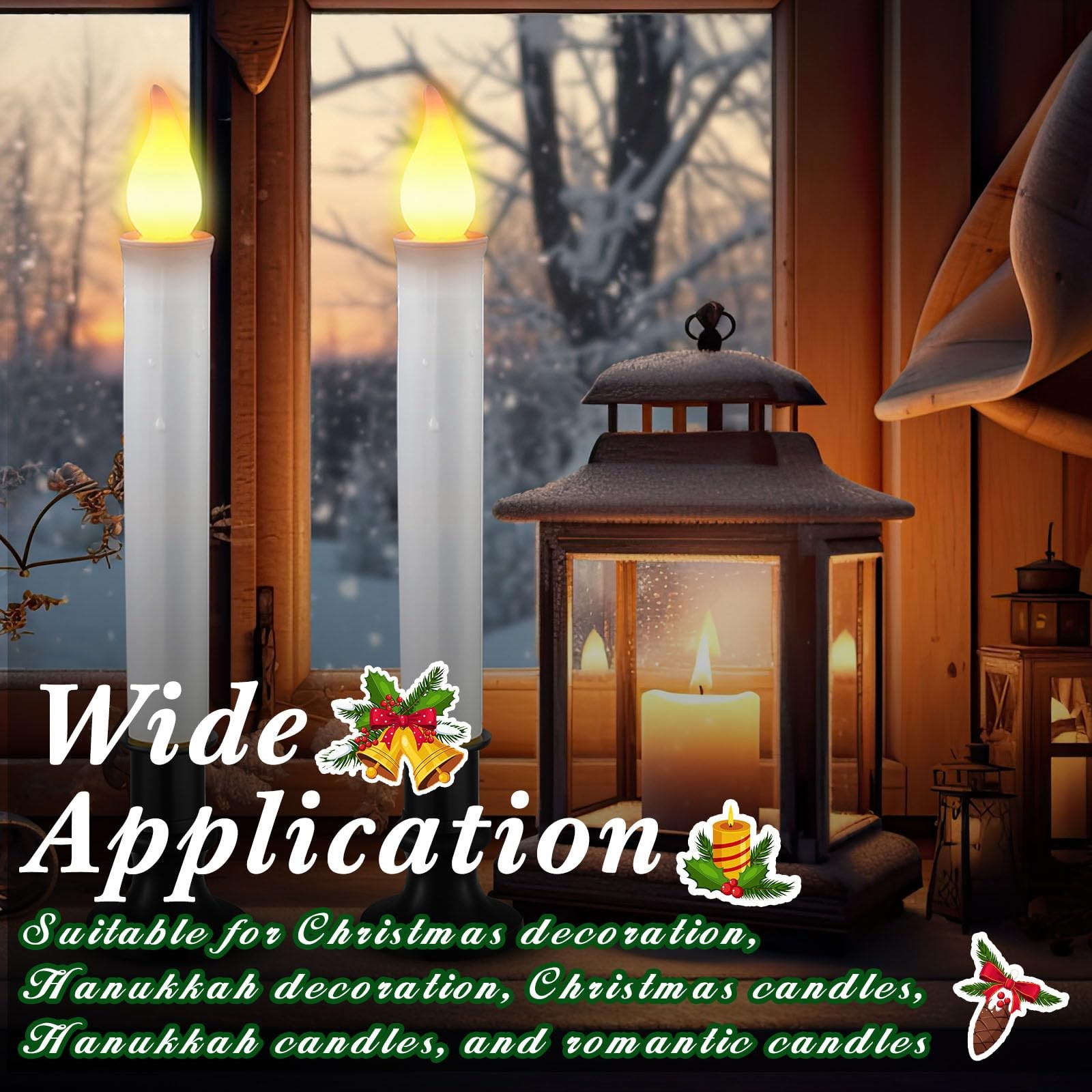Christmas LED Window Candles 9.37 Inch Cordless Flameless 8 Pcs – Dusk to Dawn