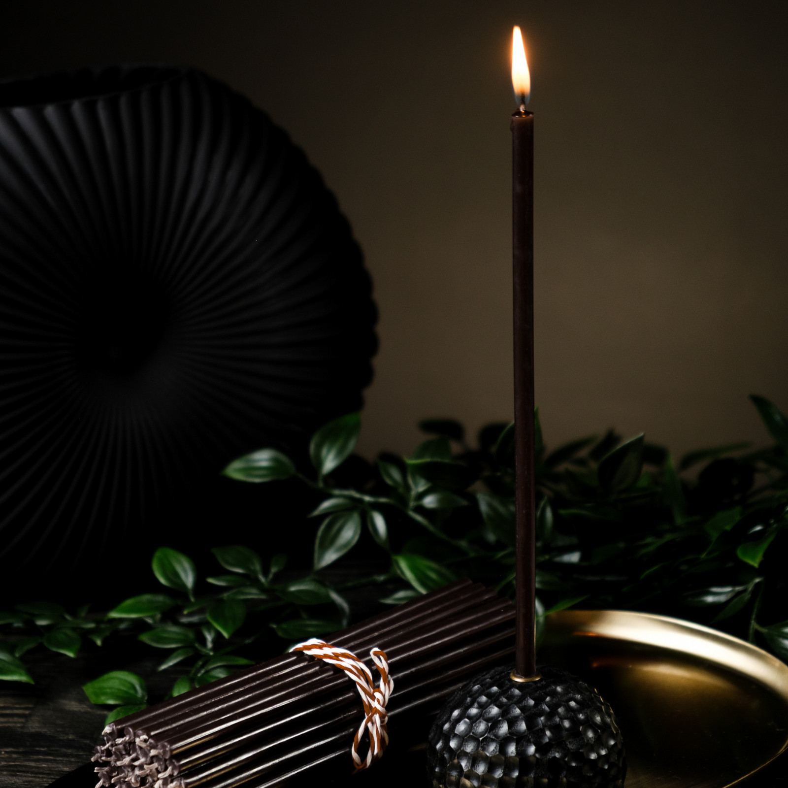 Very Thin Black Beeswax Taper Candles 7.3″ Slim Taper 0.24″ Orthodox Prayers