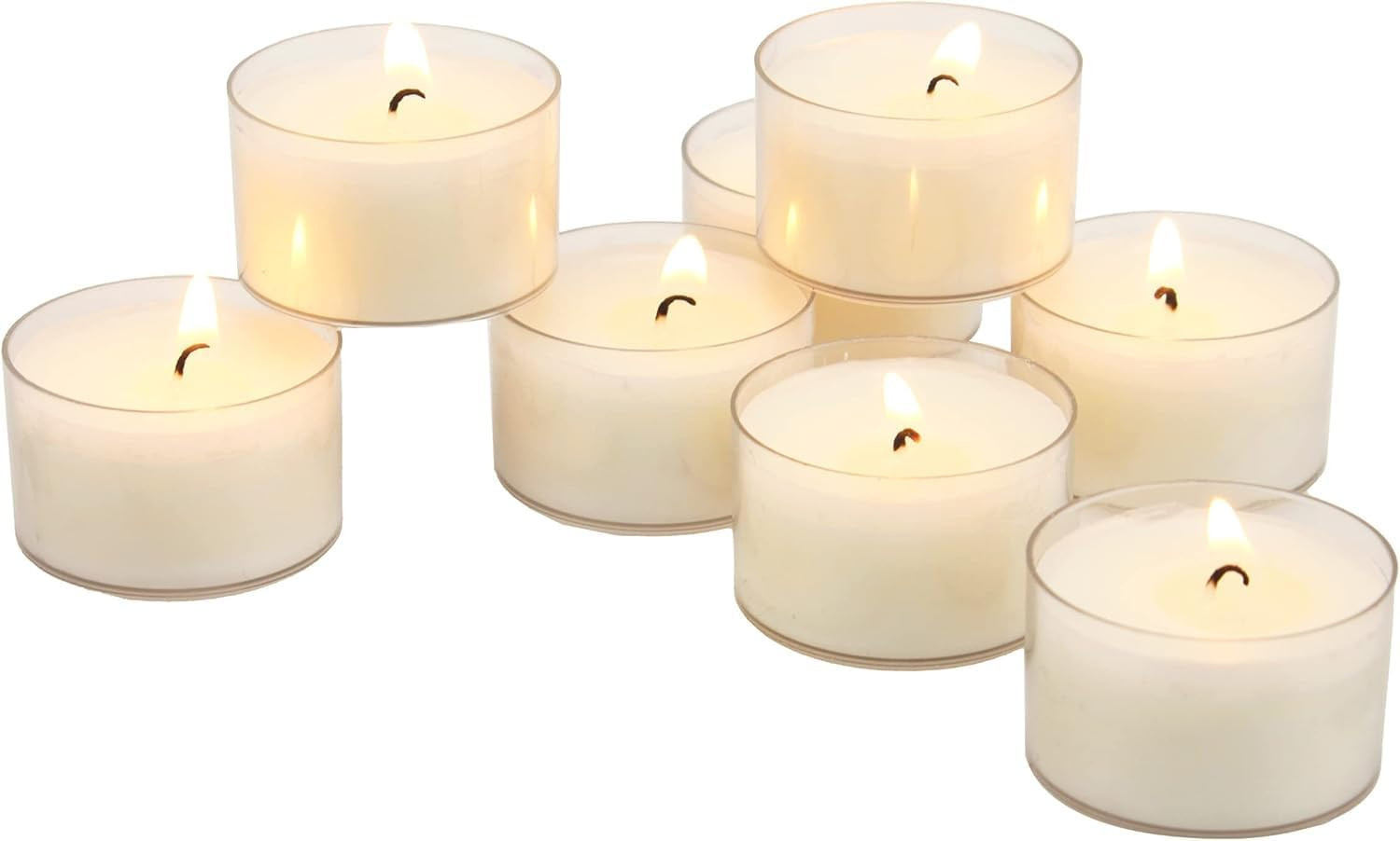 Bulk 192 Pack Unscented Smokeless Long Burning Clear Cup Tea Light Candles with