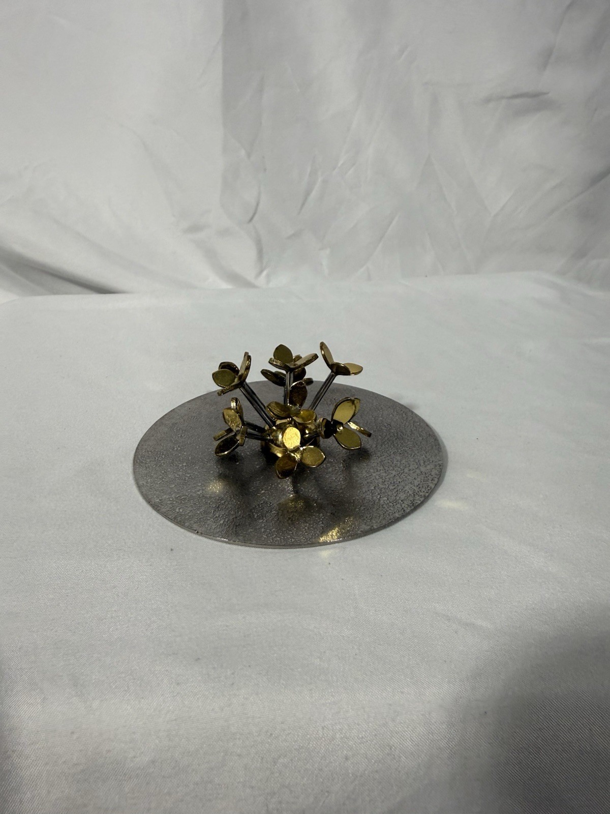 MICHAEL ARAM Gold Candle Replacement Lid, Art Sculpture Signed Flower