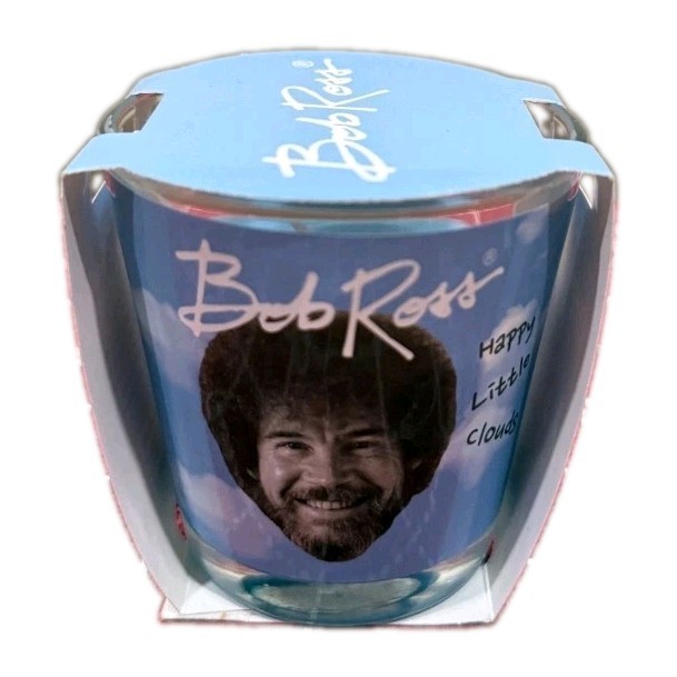 New Complete Set of 4 Bob Ross 3OZ Glass Single Wick Scented Candles Happy Trees
