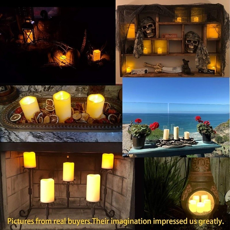 Realistic Flameless LED Candles Outdoor Waterproof W/ Remote Timer Home Decor US