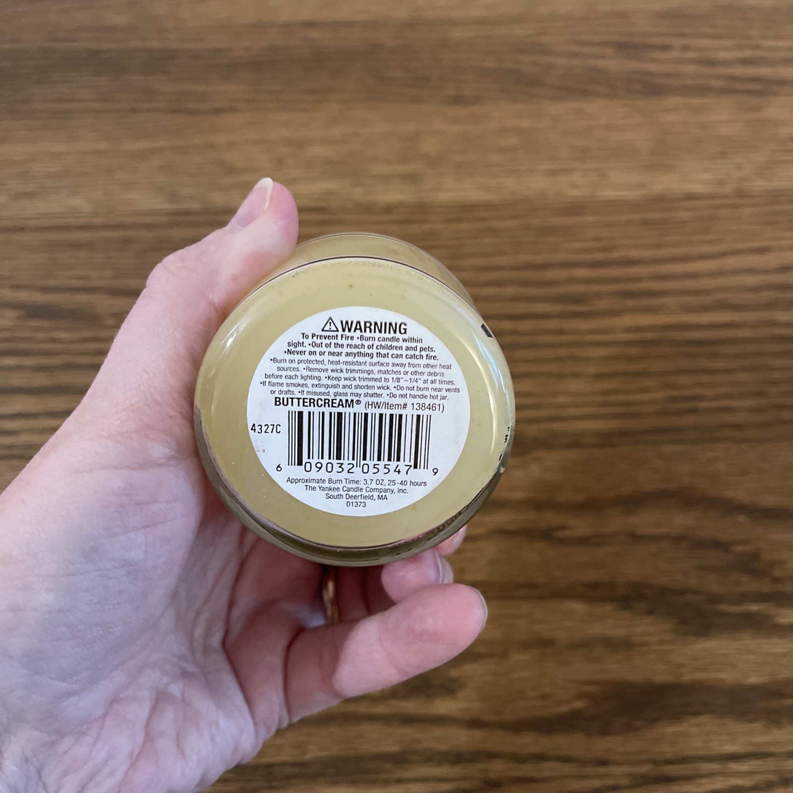 Vintage Yankee Candle BUTTERCREAM Black Band Small Jar Housewarmer, 3.7oz