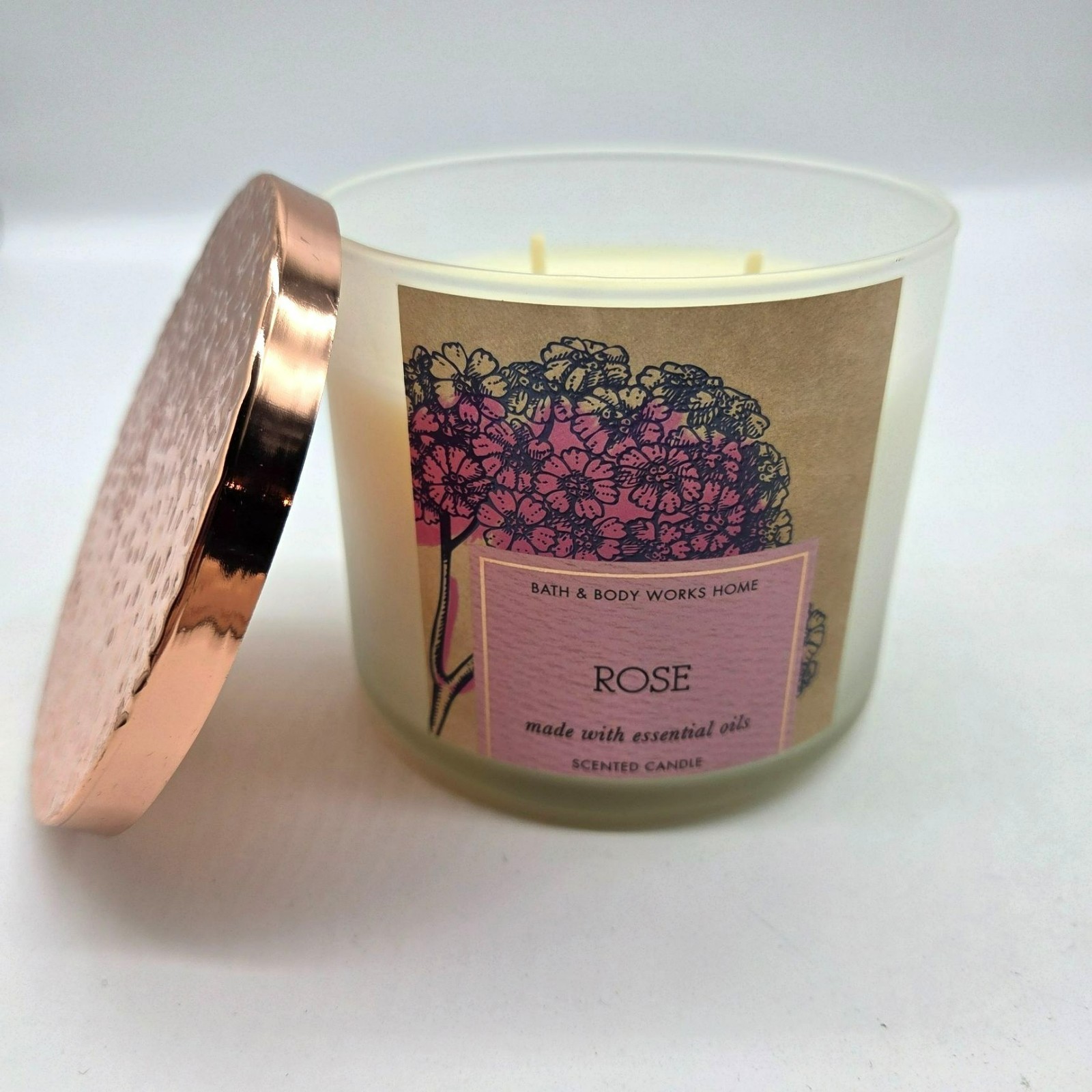 Bath & Body Works Rose 3 wick scented candle New made with essential oils #1
