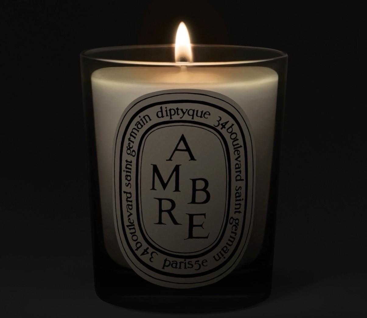 diptyque Ambre Amber Scented Jar Candle Single Wick White