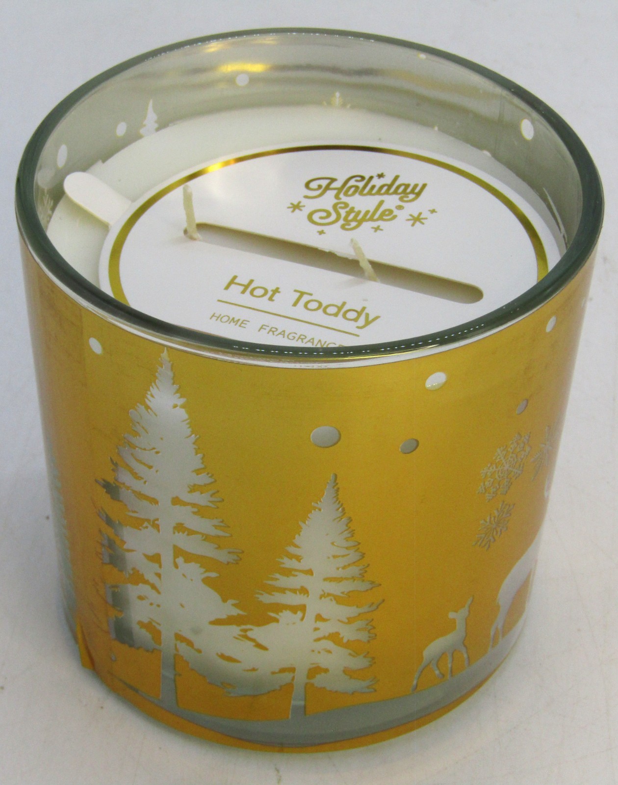 Holiday Style 2-Wick Christmas Theme 13 oz. Jar Candle. Hot Toddy Scent.