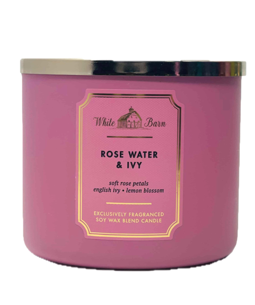 2 BATH & BODY WORKS ROSE WATER & IVY 3-WICK FRAGRANCED SOY WAX BLEND CANDLE NEW