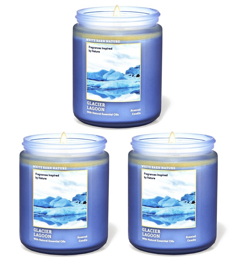 WHITE BARN NATURE GLACIER LAGOON SINGLE WICK CANDLE *LOT OF 3 PCS