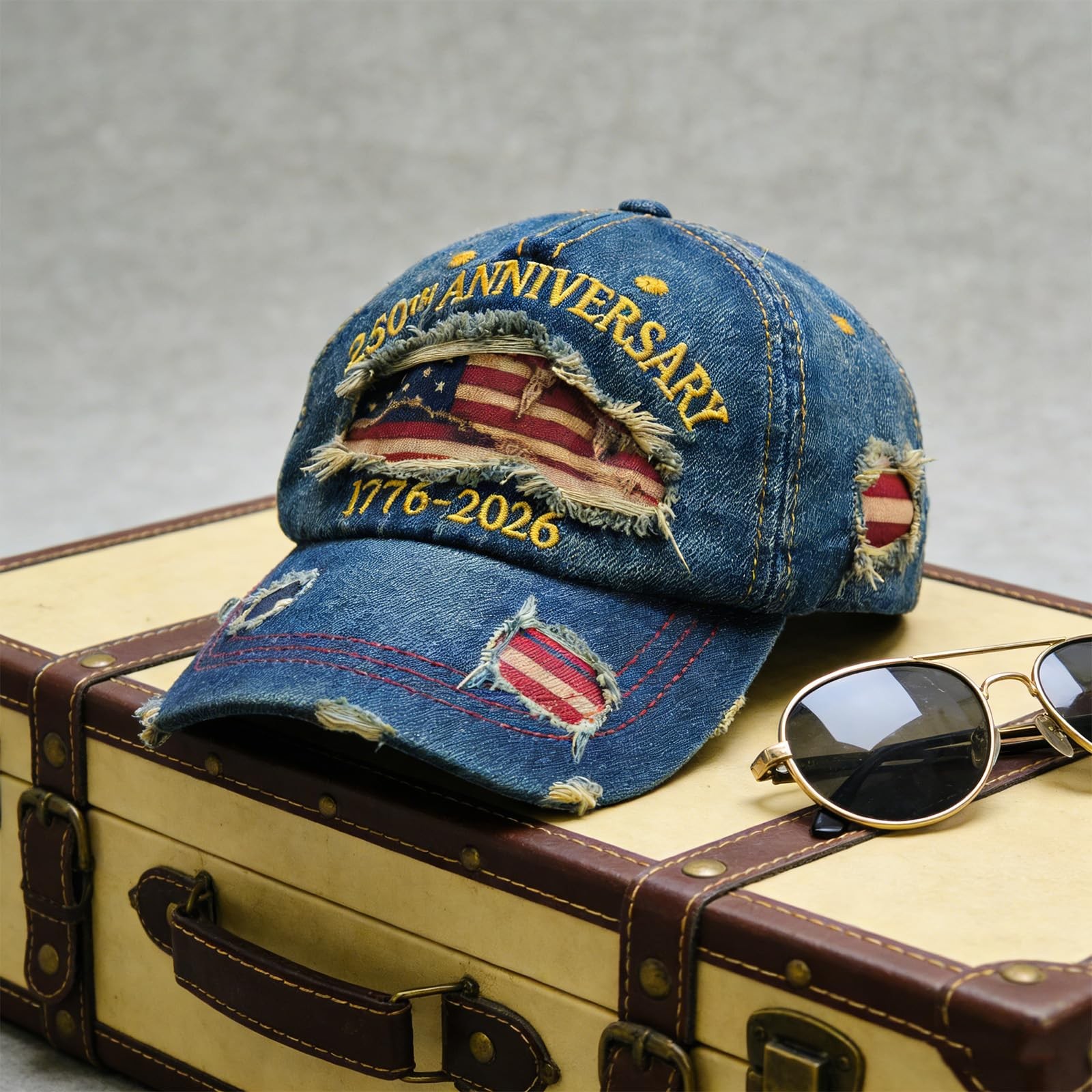 250th Anniversary Distressed Casual Cap, United States 250th Anniversary Hat …