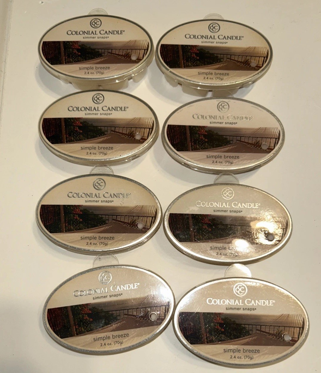 Colonial Candle Simple Breeze 2.4 oz Simmer Snaps Discontinued, Lot Of 8