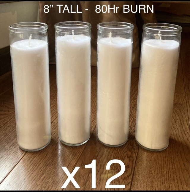 12 Tall Jar White Clear Blank Candles Glass For Crafts Labels Bulk Lot 8 inch