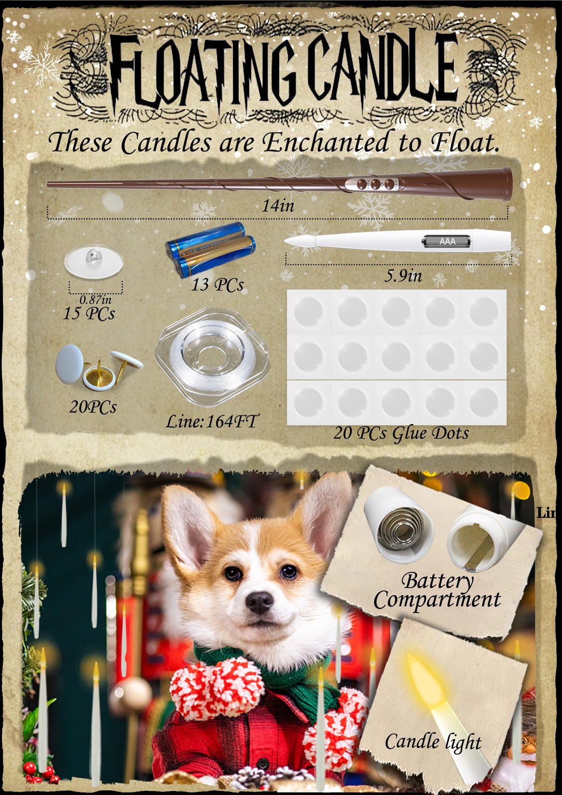 Floating Candles with Wand, 12PCs Magic Hanging Candles with 13 AAA Battery, …