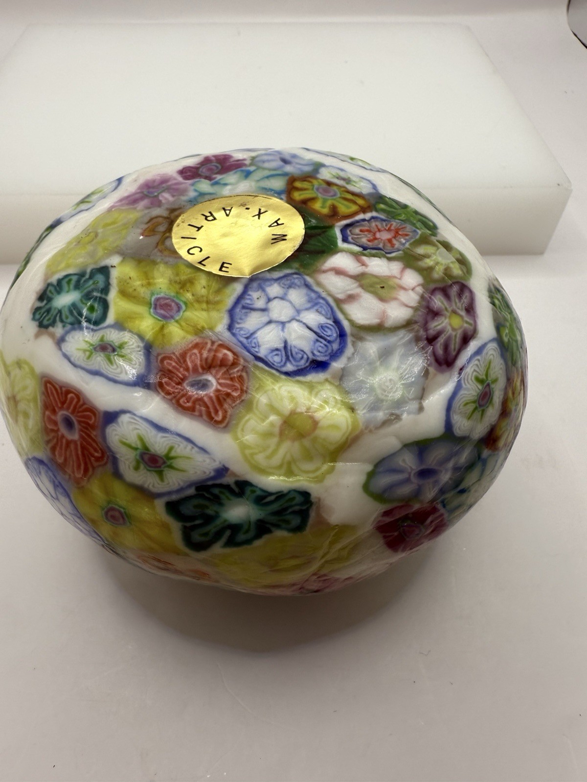 The Museum Company Millefiori Art Candle embedded in Wax w/box Vintage NEW