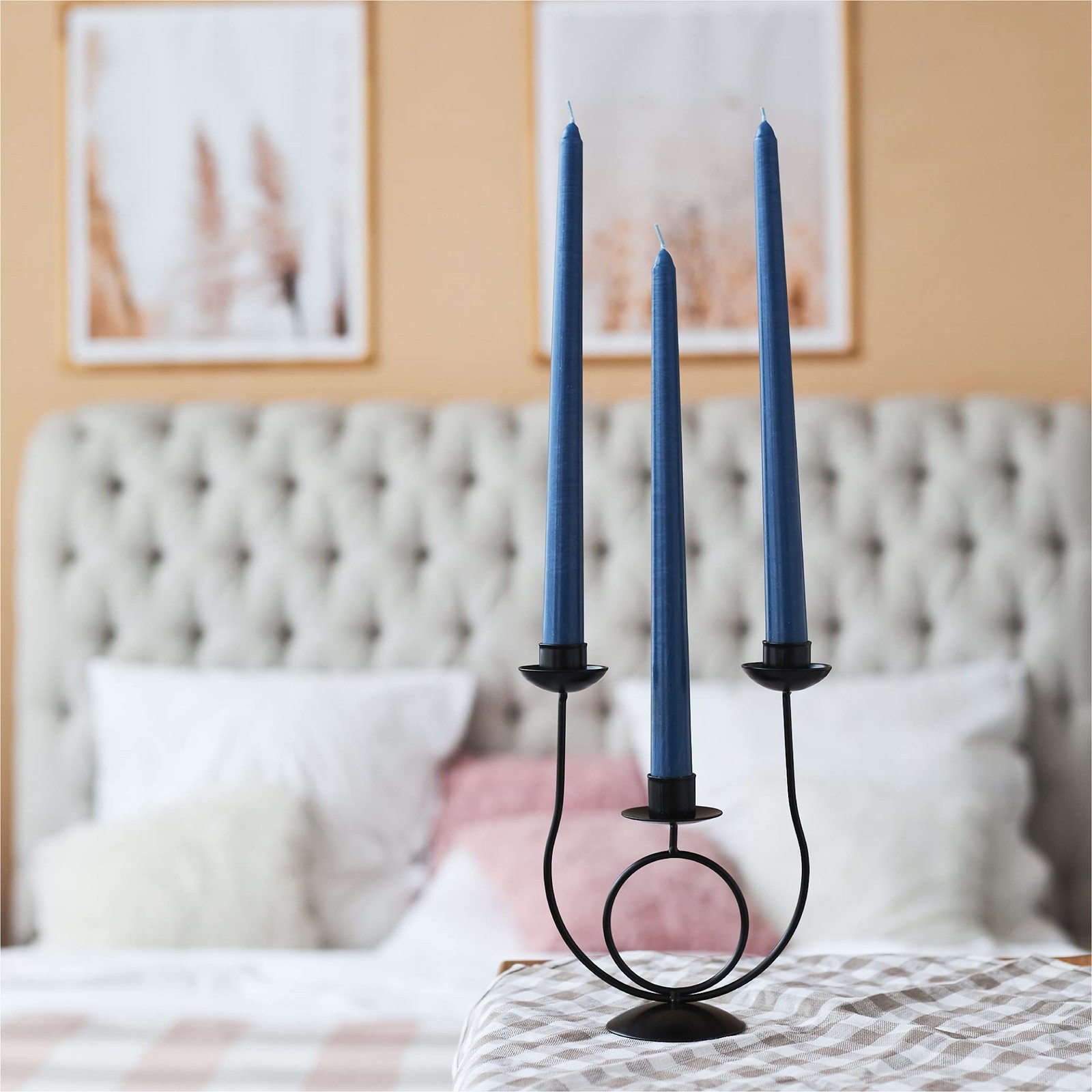 8 Inch Taper Candle Dripless Long Burning Smokeless Dark Blue 6Hour 4 PCS