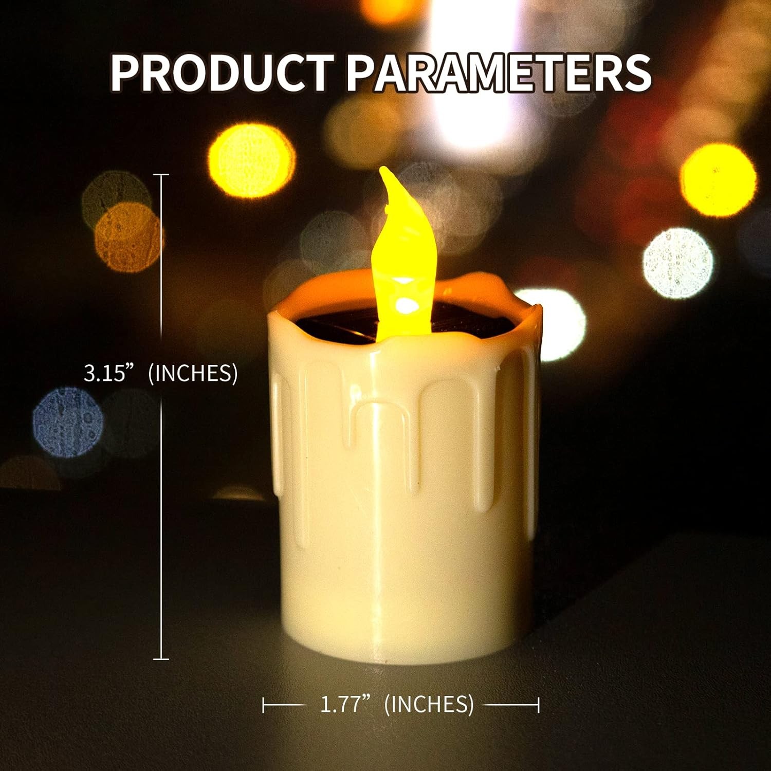 Solar Candle Light, Warm White Charging Tea Wax 6