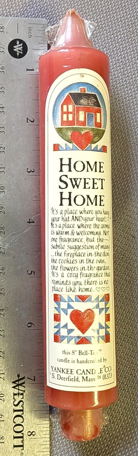 Vintage Yankee Home Sweet Home Candle 8” New Sealed Bell-Top Cozy