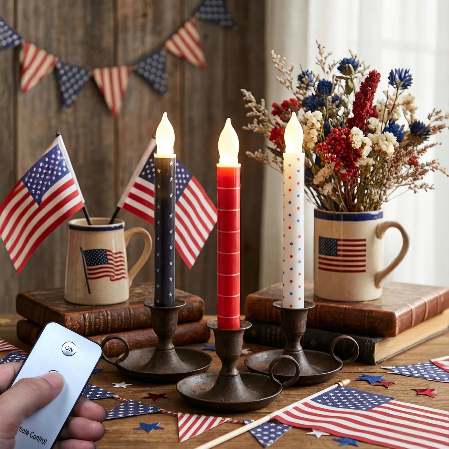 4th of July Candles,Patriotic Taper Candles,Red White and Blue Candle with Re…