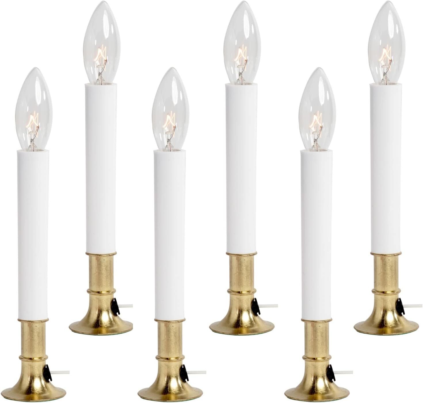 Creative Hobbies® Pack of 6 Electric Window Candle with On/Off Switch, Light
