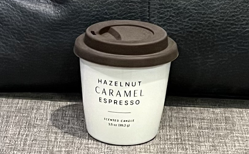 Hazelnut Caramel Expresso Scented Candle Glass 3 1/4 in H x 3 in W