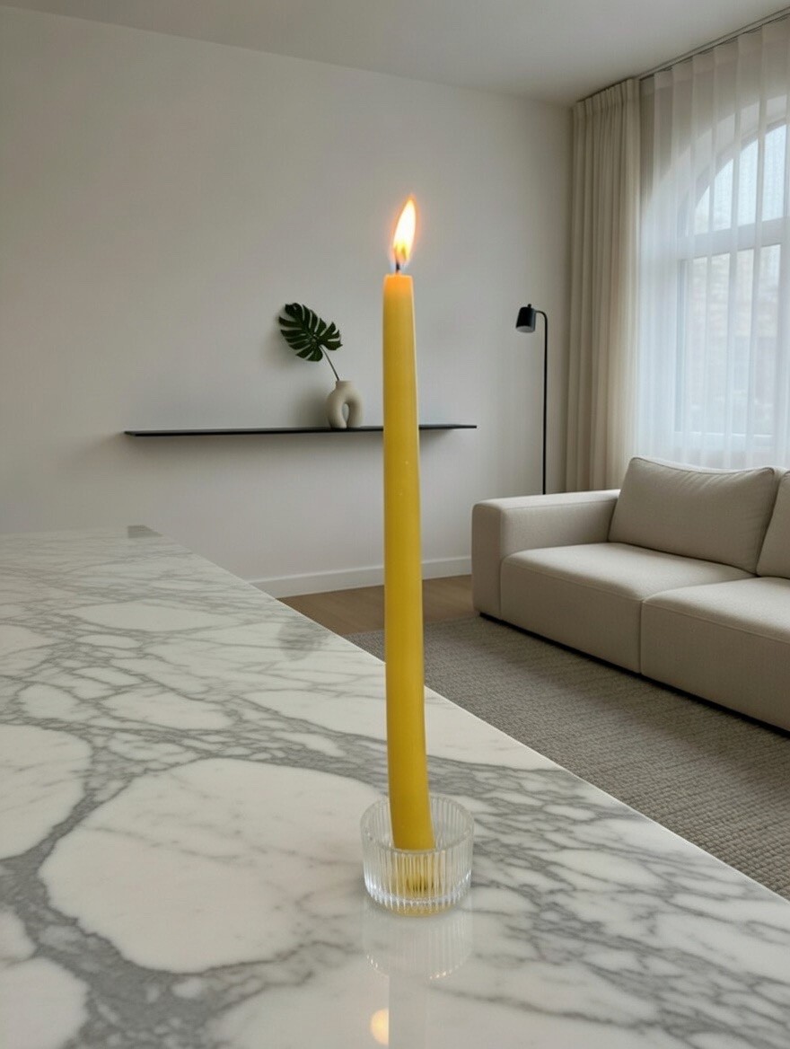 Bulk – Hand-dipped Organic yellow beeswax tapered candles – 1/2 inch diameter