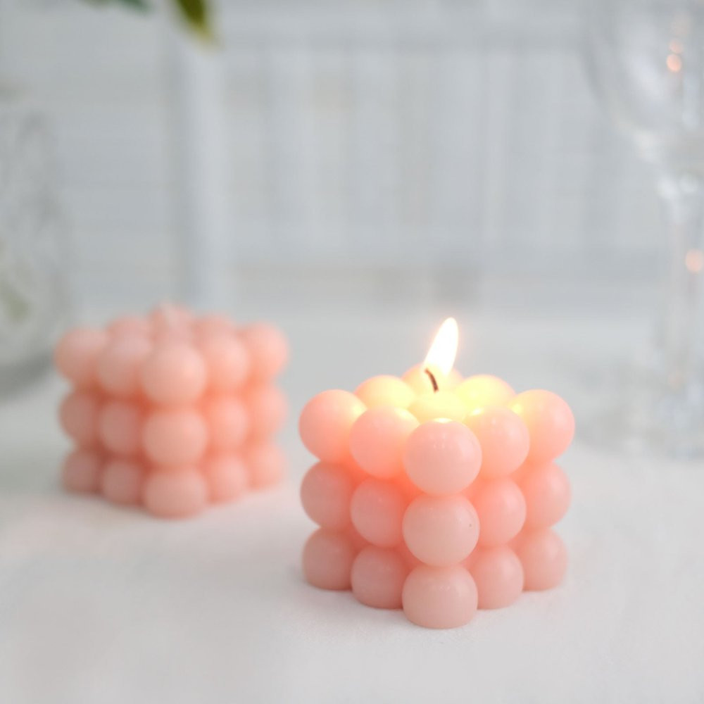 2 Pack | 2 inch Unscented Cube Candle Paraffin Wax for Bedroom/Bathroom/Kitchen