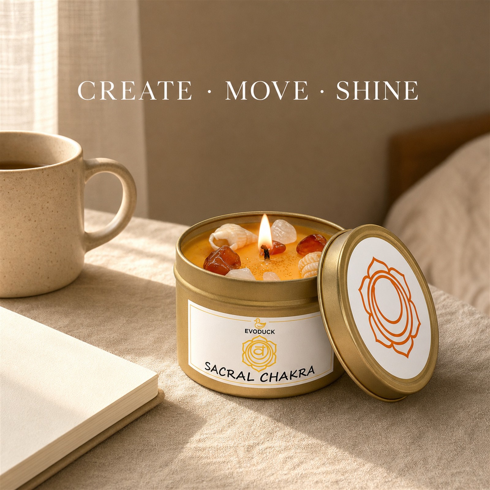 2-Piece EVODUCK Sacral & Solar Plexus Chakra Candles, Crystals, Success