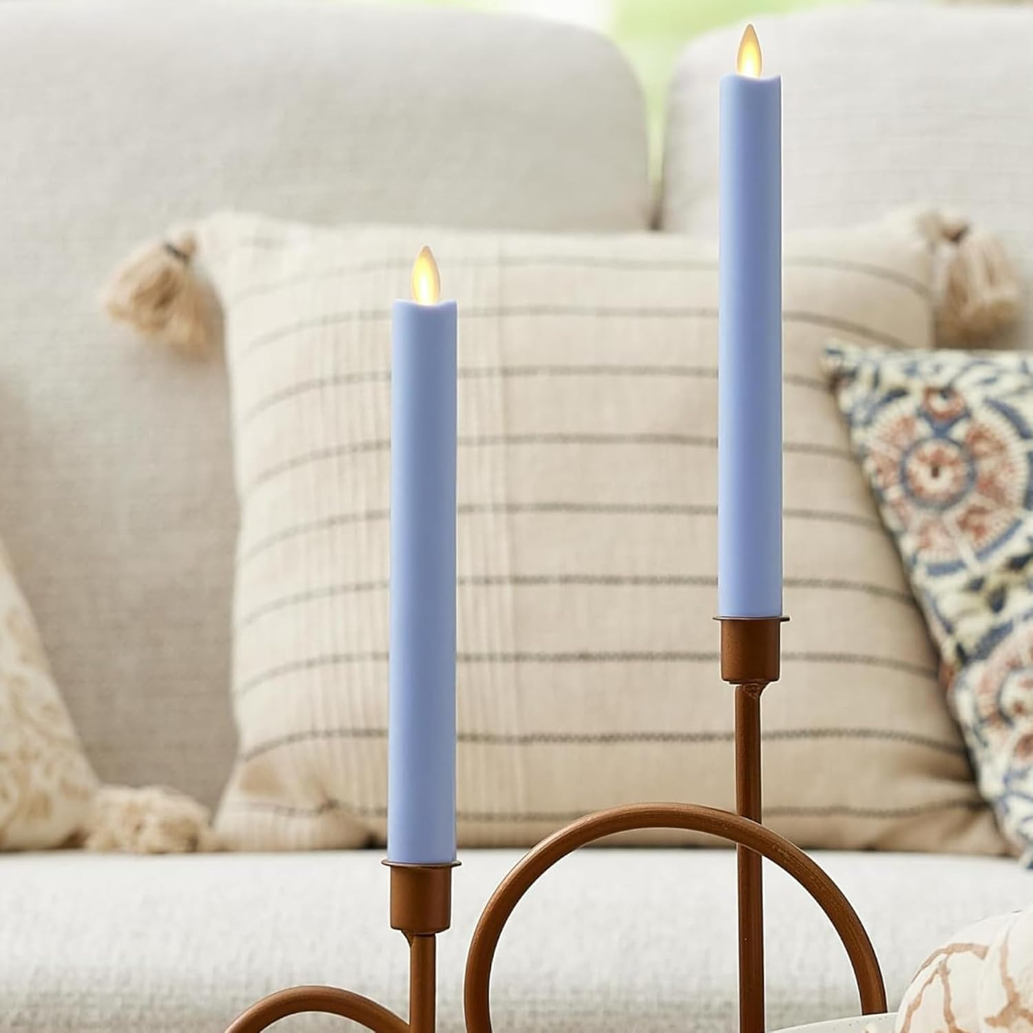 Set of 2 Moving Flame LED Taper (1X9.75), Flameless Candle, Melted Edge, Smooth