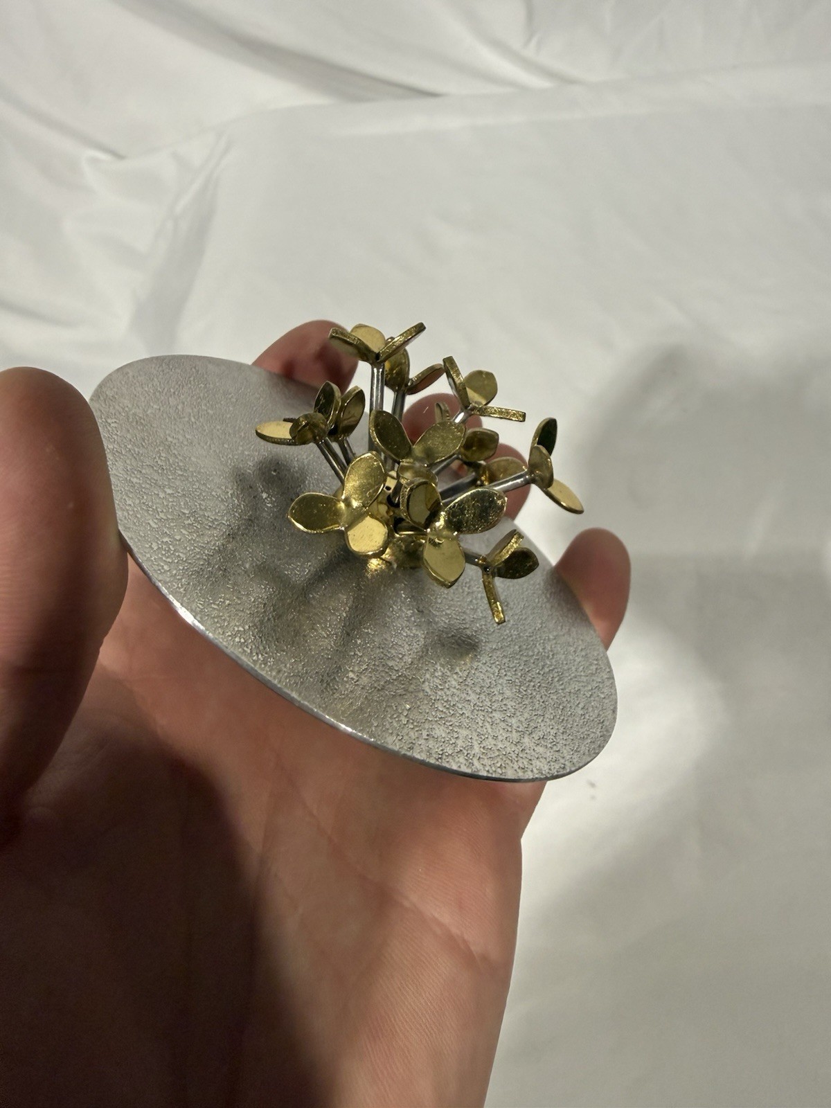 MICHAEL ARAM Gold Candle Replacement Lid, Art Sculpture Signed Flower