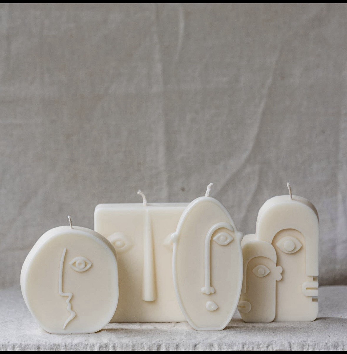 glowing harmony Abstract Face Unscented Soy Wax Candles Set of 4