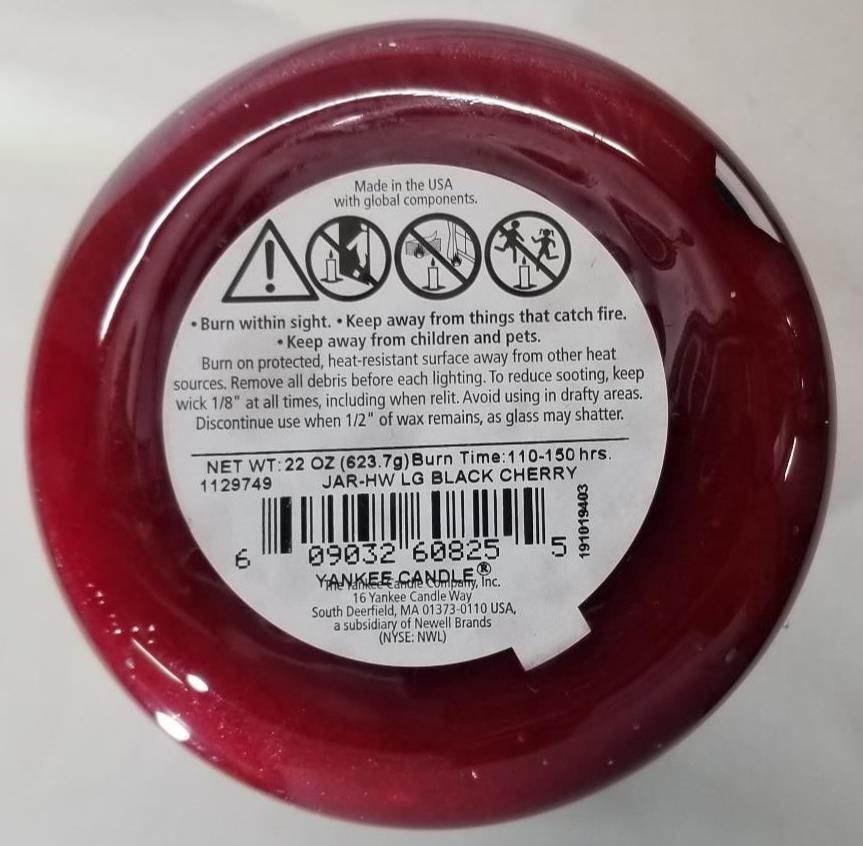 Yankee Candle BLACK CHERRY Large Jar 22 Oz Red Housewarmer New Wax Fruit