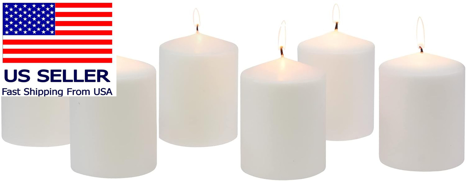 Unscented White Tall Pillar Candles, 35 Hour Burning Candle Pillars, Perfect for