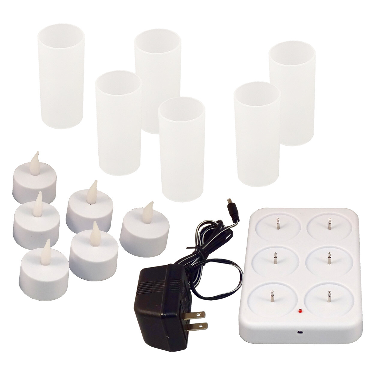 Set of 6 NEW LED Rechargeable Flameless Tea Light Candles with Diffused Votives