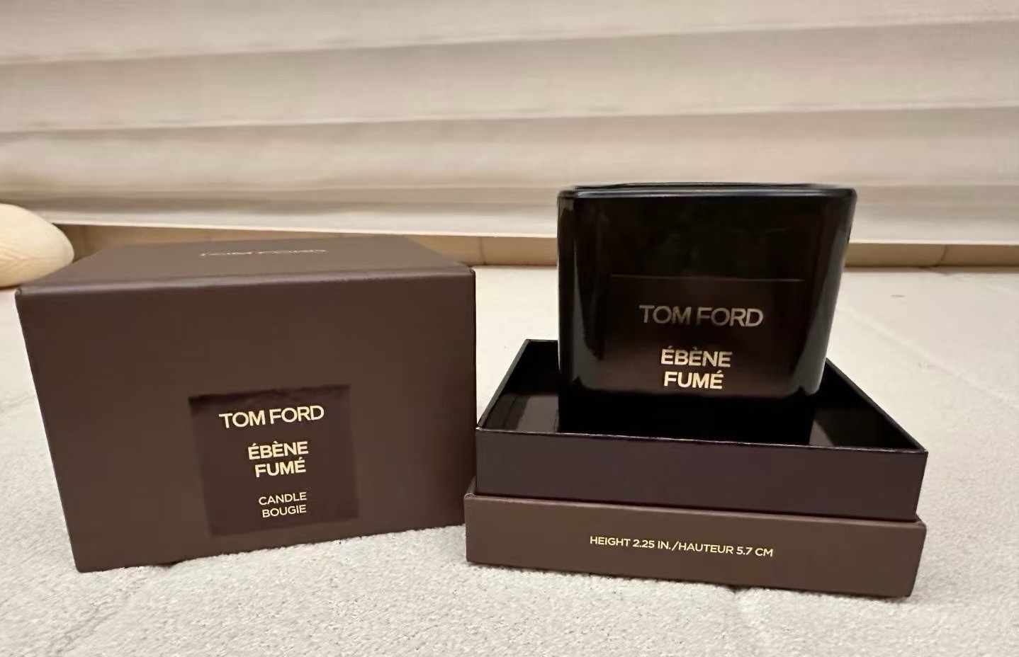 Tom Ford Ebene Fume Candle Bougie Height 2.25 In. / 5.7 cm in Sealed Box