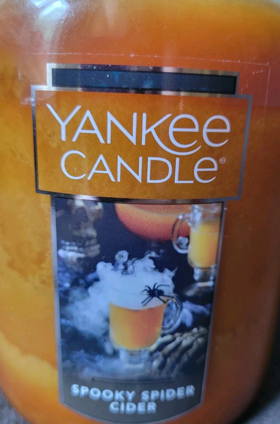 Yankee Candle Spooky Spider Cider 22oz Large Jar Halloween Fall Orange