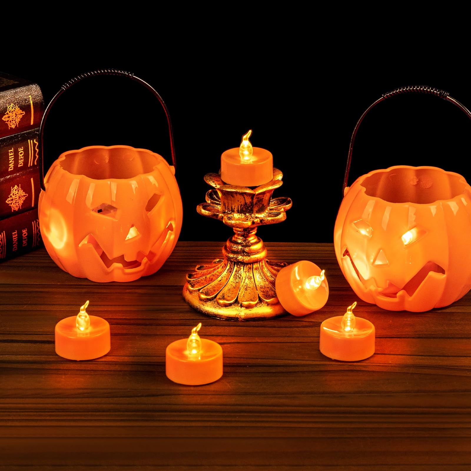 24 Pack Battery Operated Orange LED Tea Lights